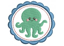 Stickmuster - Tintenfisch Button